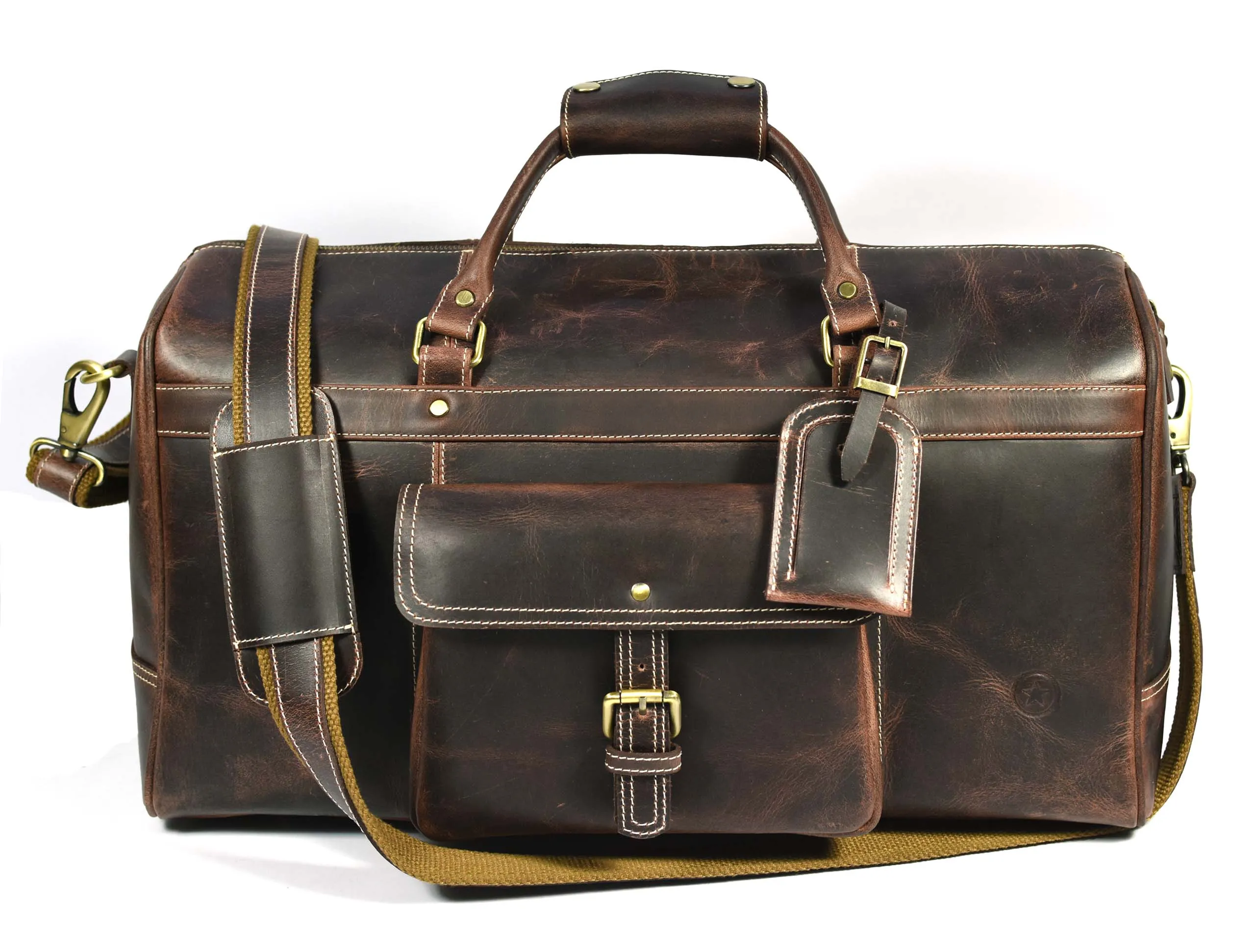 Dawson Leather Travel Bag - Walnut Brown