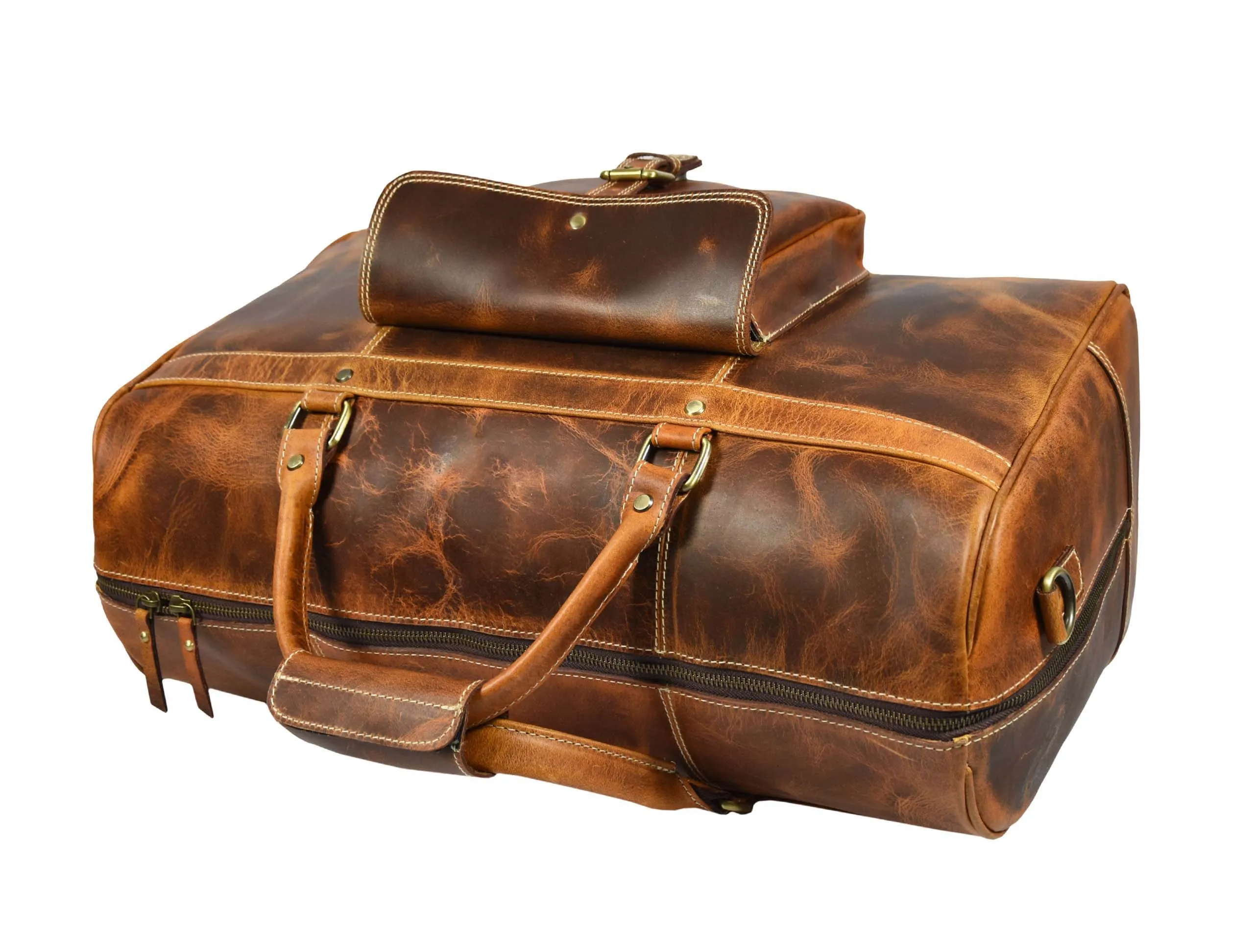 Dawson Leather Travel Bag - Walnut Brown