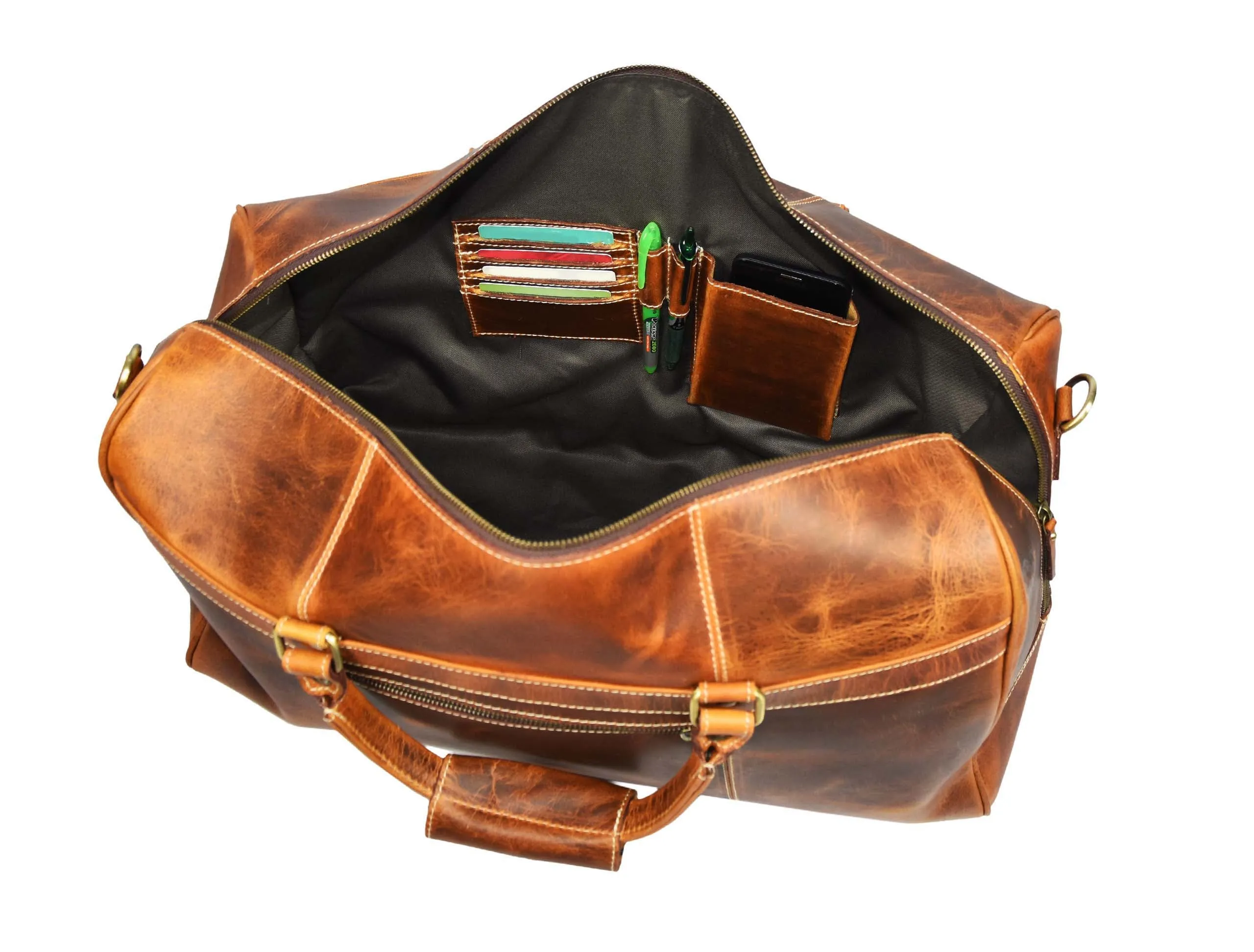 Dawson Leather Travel Bag - Walnut Brown