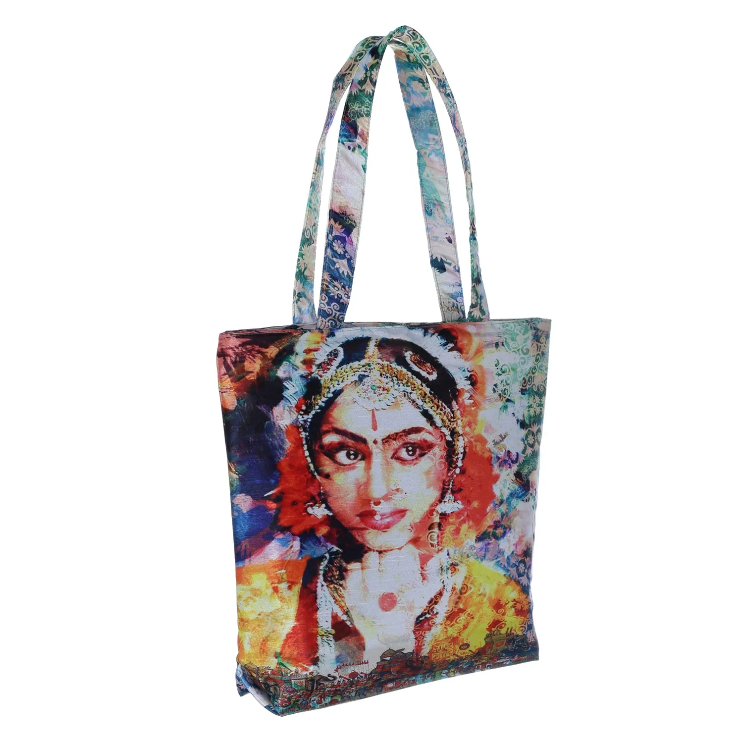 Digital Print Tote Fashion Bag Multipurpose Shopping Hand Bag,Waterproof Faux Silk and Polysatin Lining,16X14X4 Inch,Lady Dancer