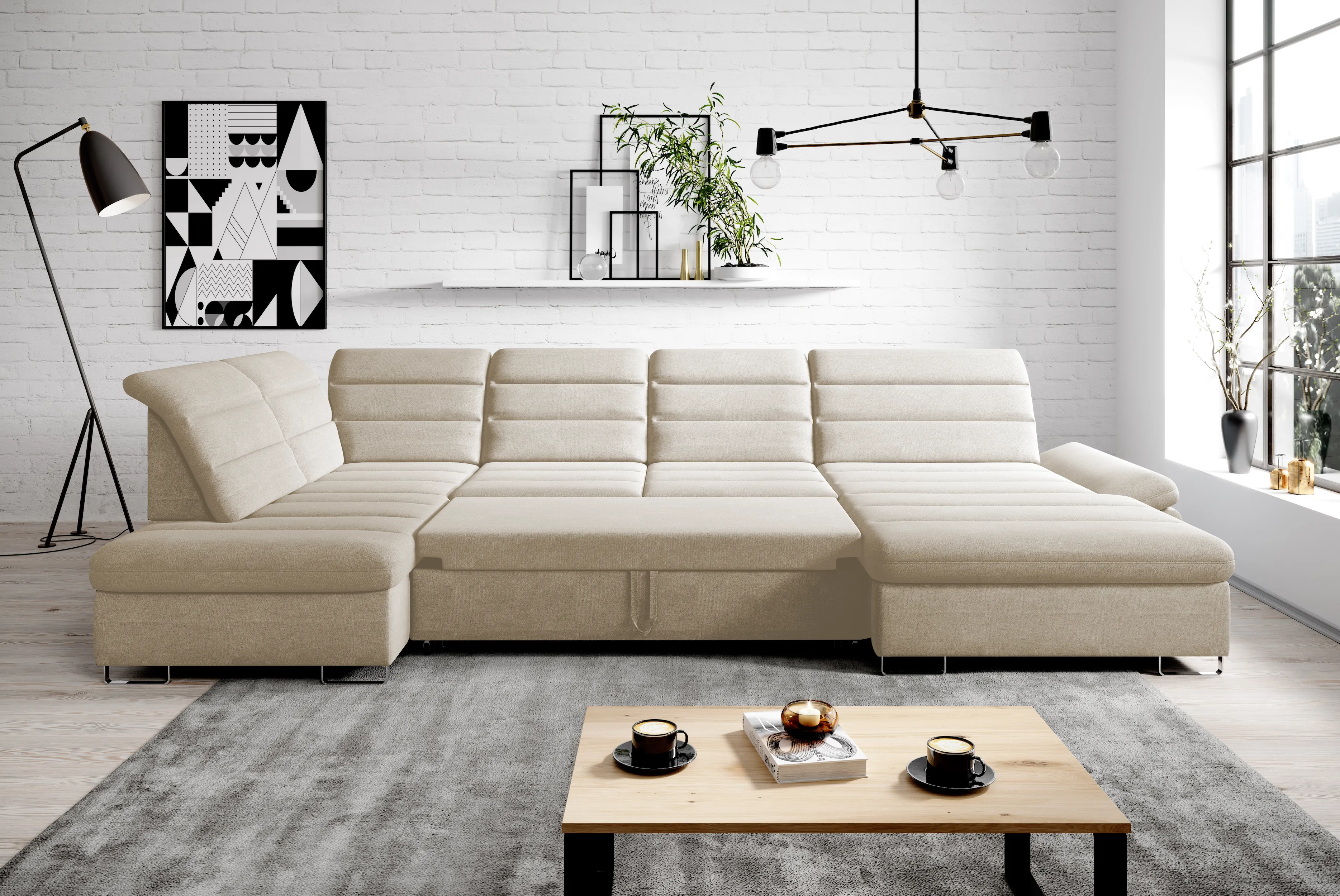 DONATELLA XL  145" x 84" x 74.5" Wide Sleeper Sectional with Storage