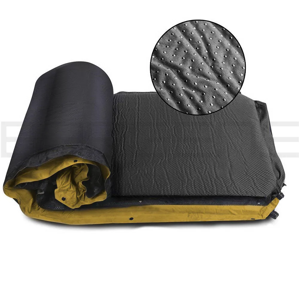 Double Self inflating Suede Mattress Mat Sleeping Pad Air Bed Camp Camping Hiking - beige