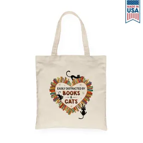 Easily Distracted By Books And Cats Book Lover Gift TBW213