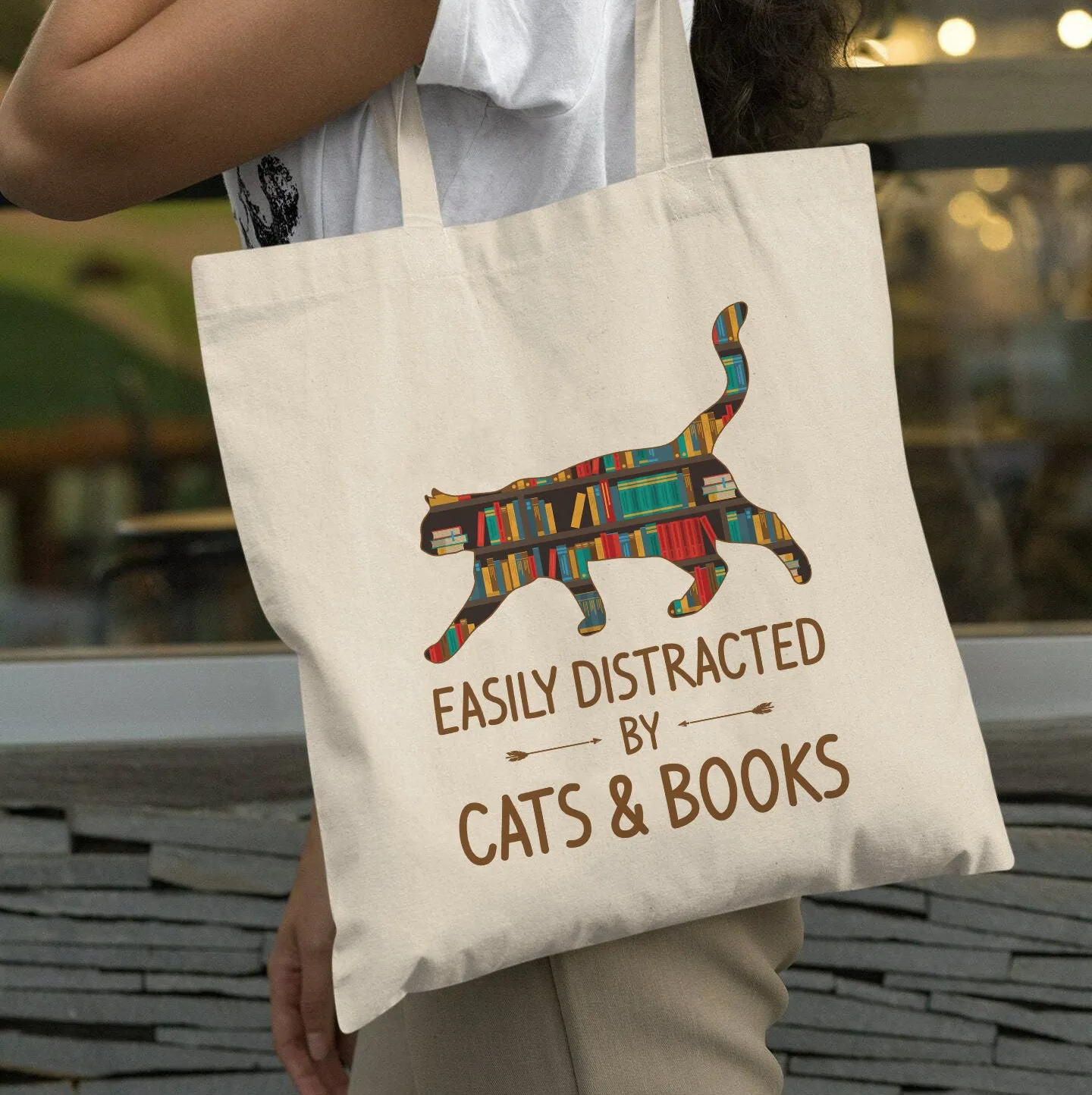 Easily Distracted By Cats And Books Book Lovers Gift TBW39