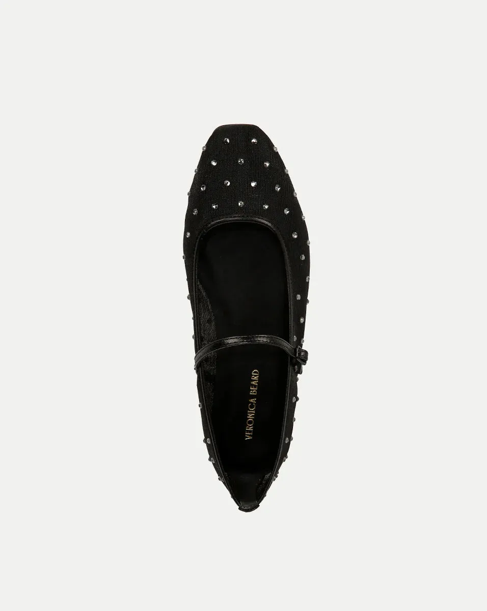 Ellie Mesh Crystal Black Diamond Flat