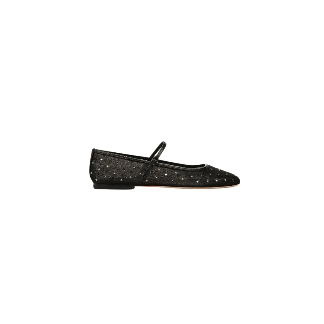 Ellie Mesh Crystal Black Diamond Flat