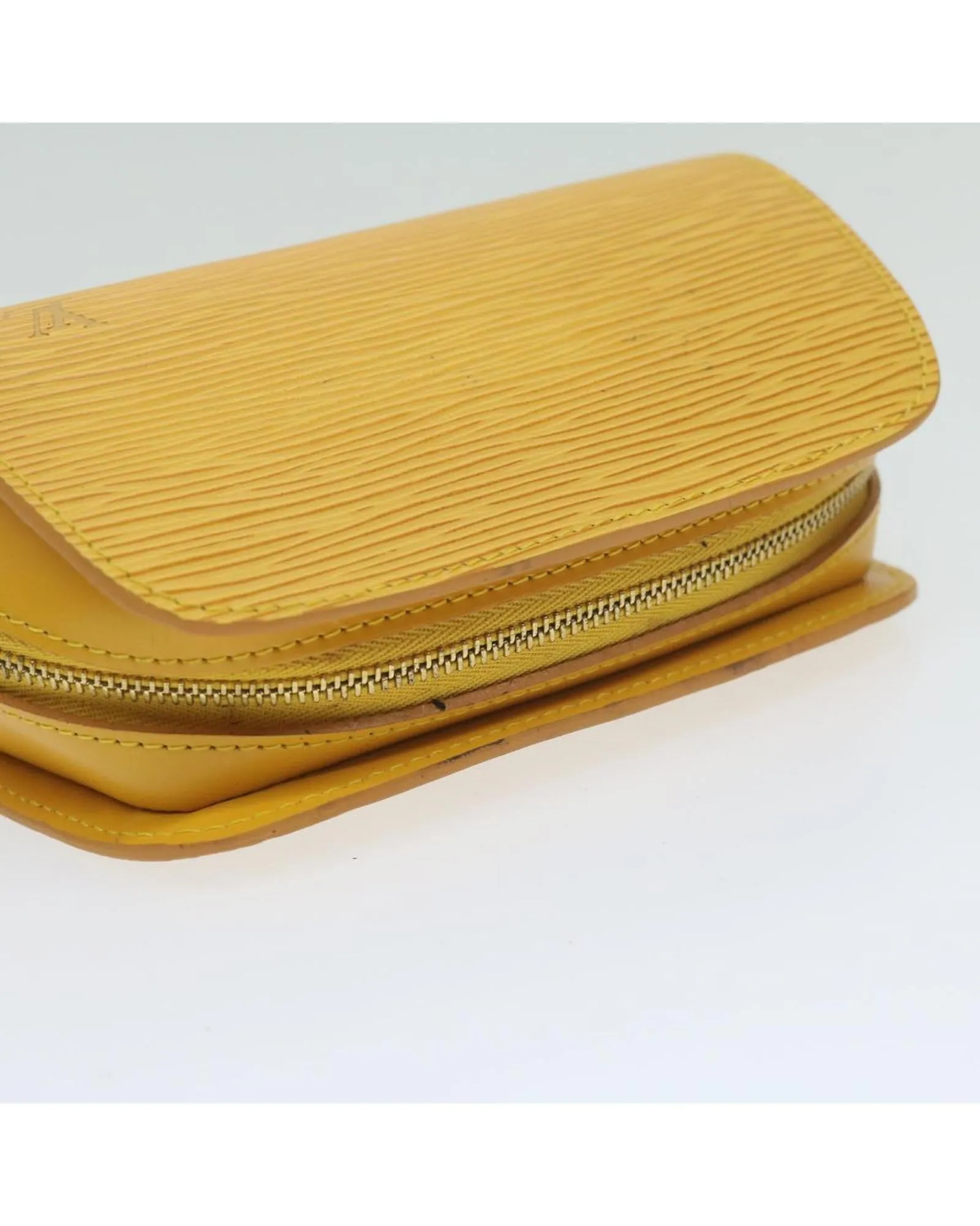 Epi Leather Yellow Pouch with Metal Fittings