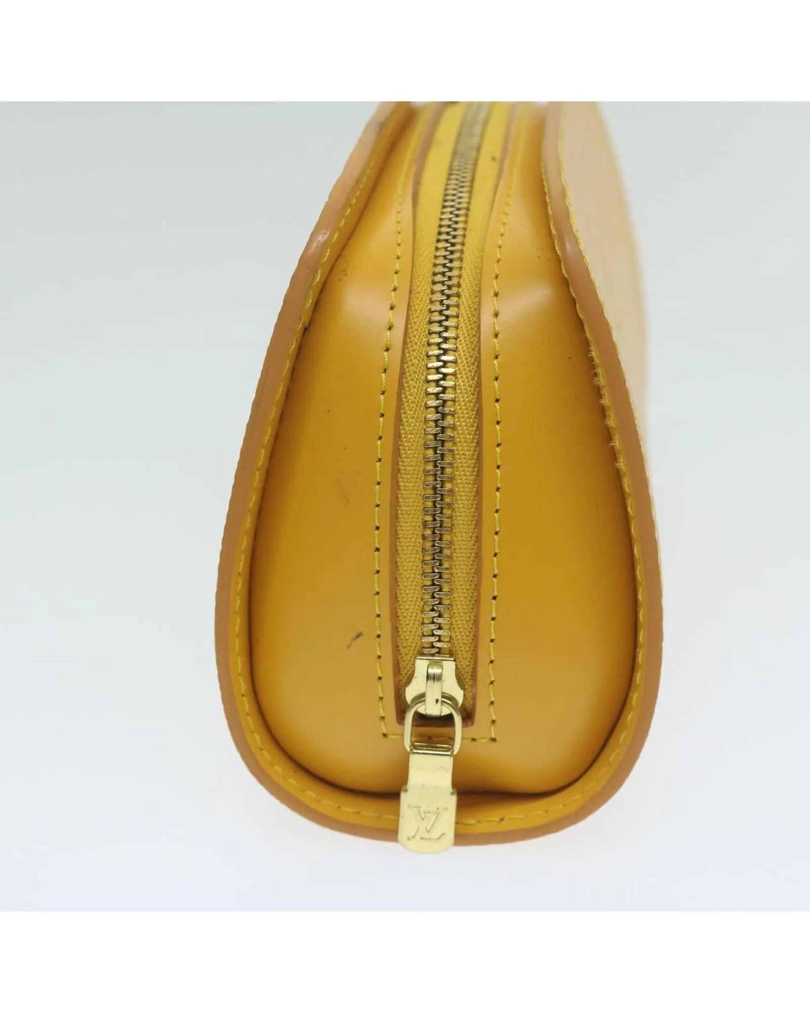 Epi Leather Yellow Pouch with Metal Fittings