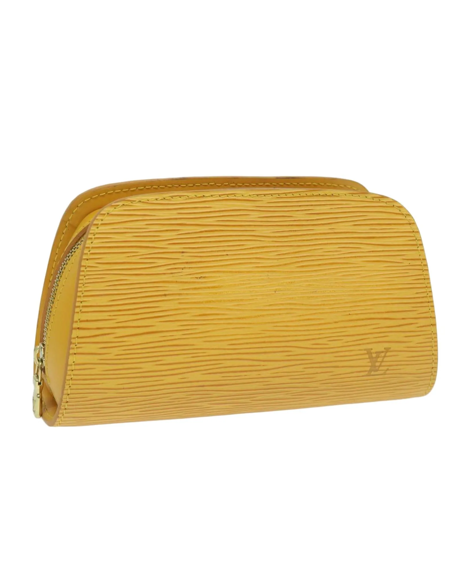 Epi Leather Yellow Pouch with Metal Fittings