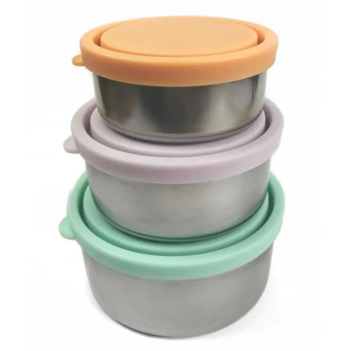 Ever Eco Stainless Steel Round Nesting Containers - 3 Piece Pastel