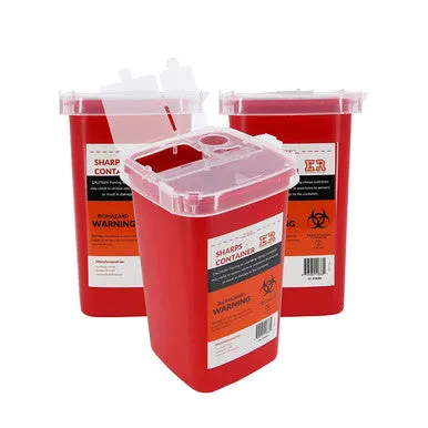 Ever Ready First Aid Sharps Container with Split Lid Design and Locking Mechanism for Sharp Waste Disposal