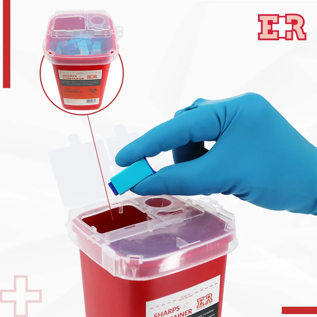 Ever Ready First Aid Sharps Container with Split Lid Design and Locking Mechanism for Sharp Waste Disposal