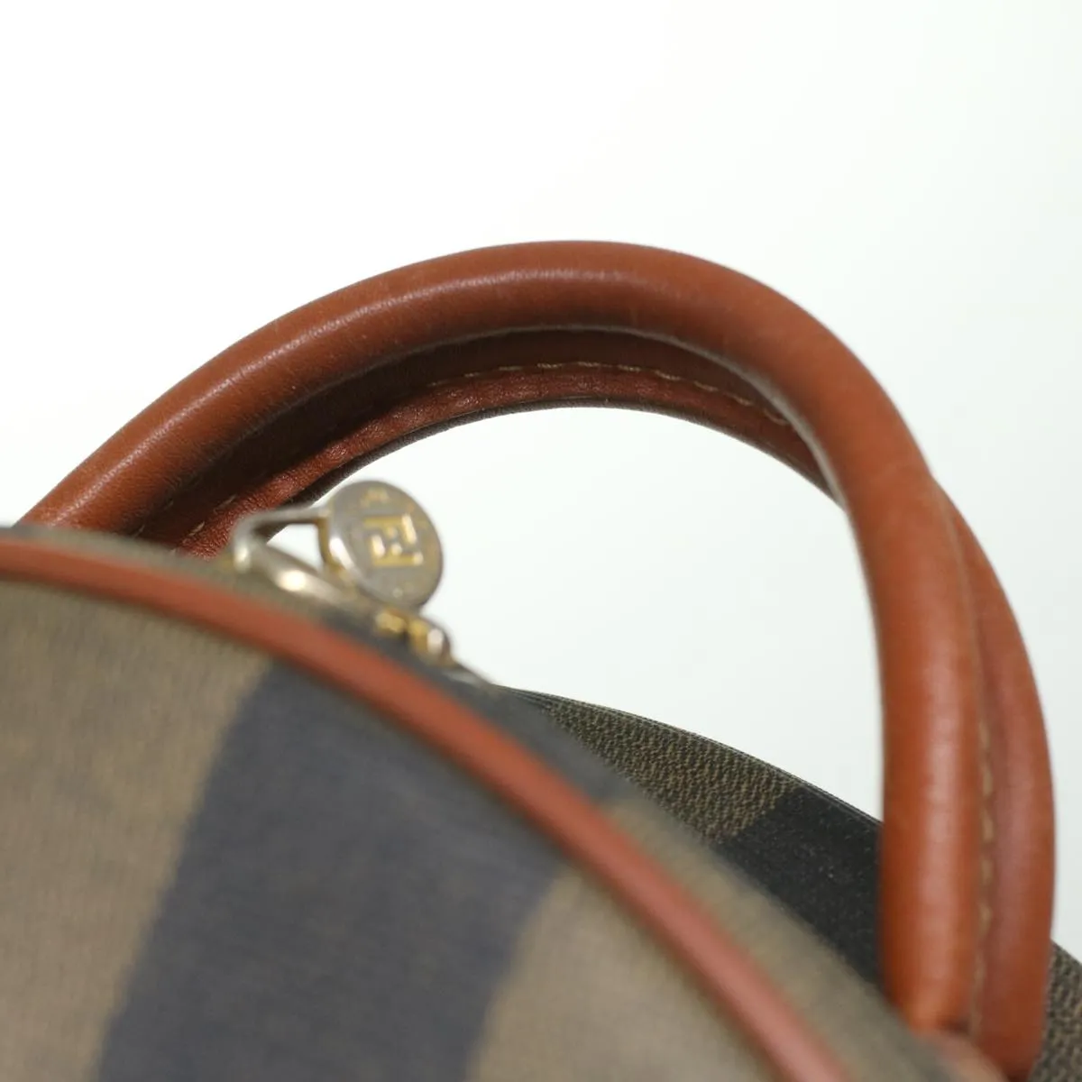 FENDI Pecan Canvas Hand Bag 2way Brown Khaki  36762