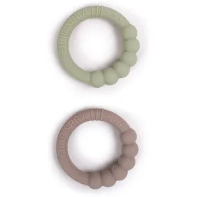 FILIBABBA Teether 2-pack Warm Grey   Oil Green