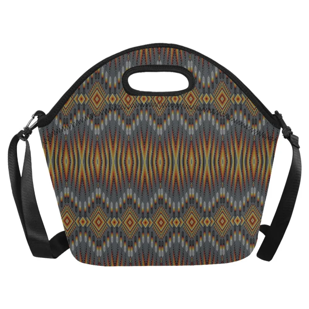 Fire Feather Grey Neoprene Lunch Bag/Large