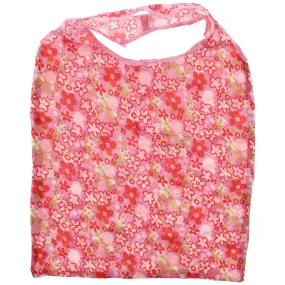 Floral Print Baby Pink Shopping Bag in Pocket Pouch