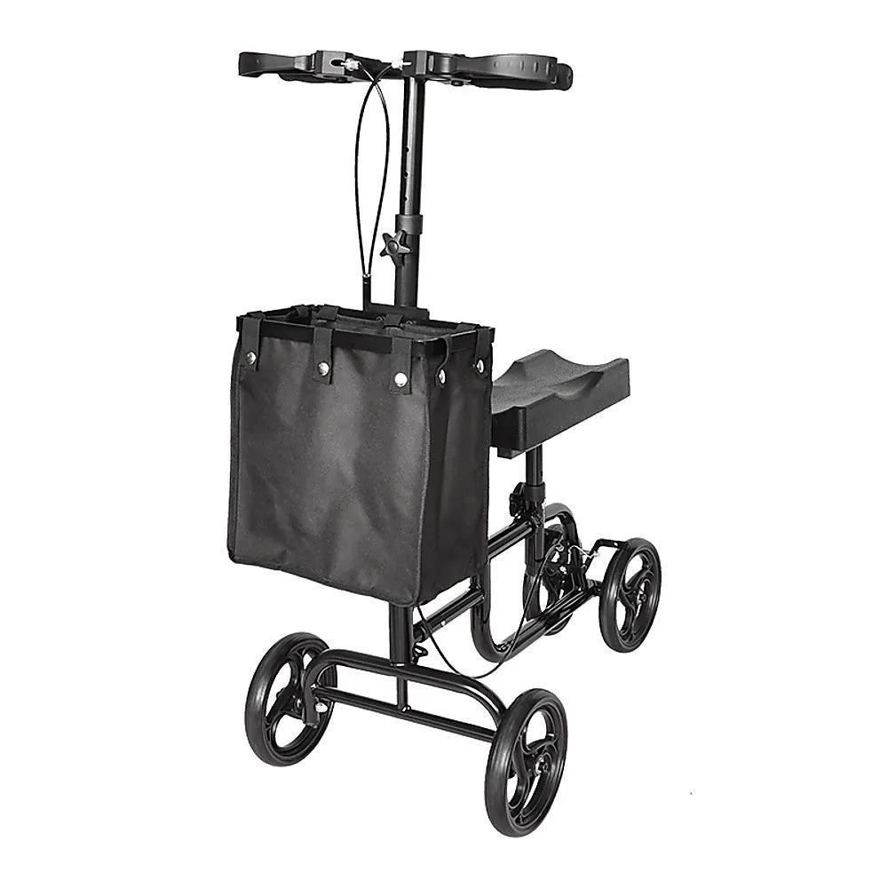 Foldable Knee Walker Scooter with Storage Bag, Black Alloy