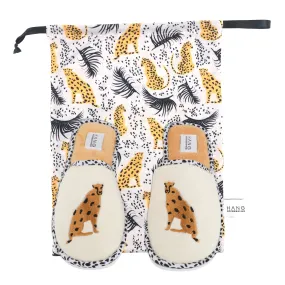 Foldable Travel Slippers Cheetah