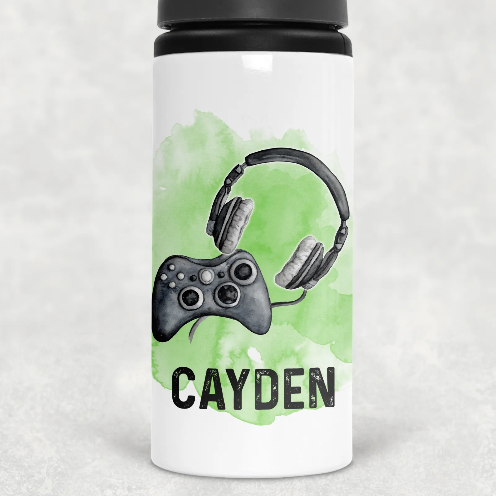 Gamer Headset Personalised Aluminium Straw Water Bottle 650ml