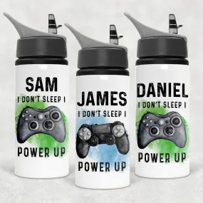 Gamer Personalised Aluminium Straw Water Bottle I Don't Sleep I Power Up 650ml