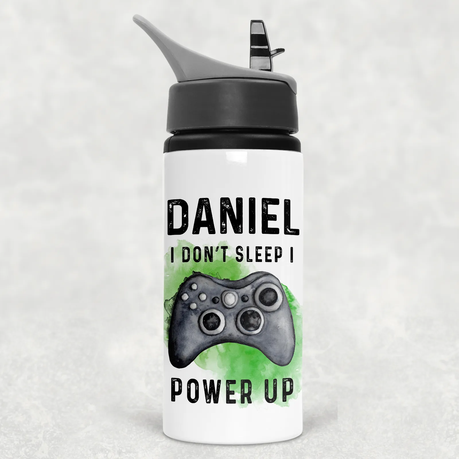 Gamer Personalised Aluminium Straw Water Bottle I Don't Sleep I Power Up 650ml