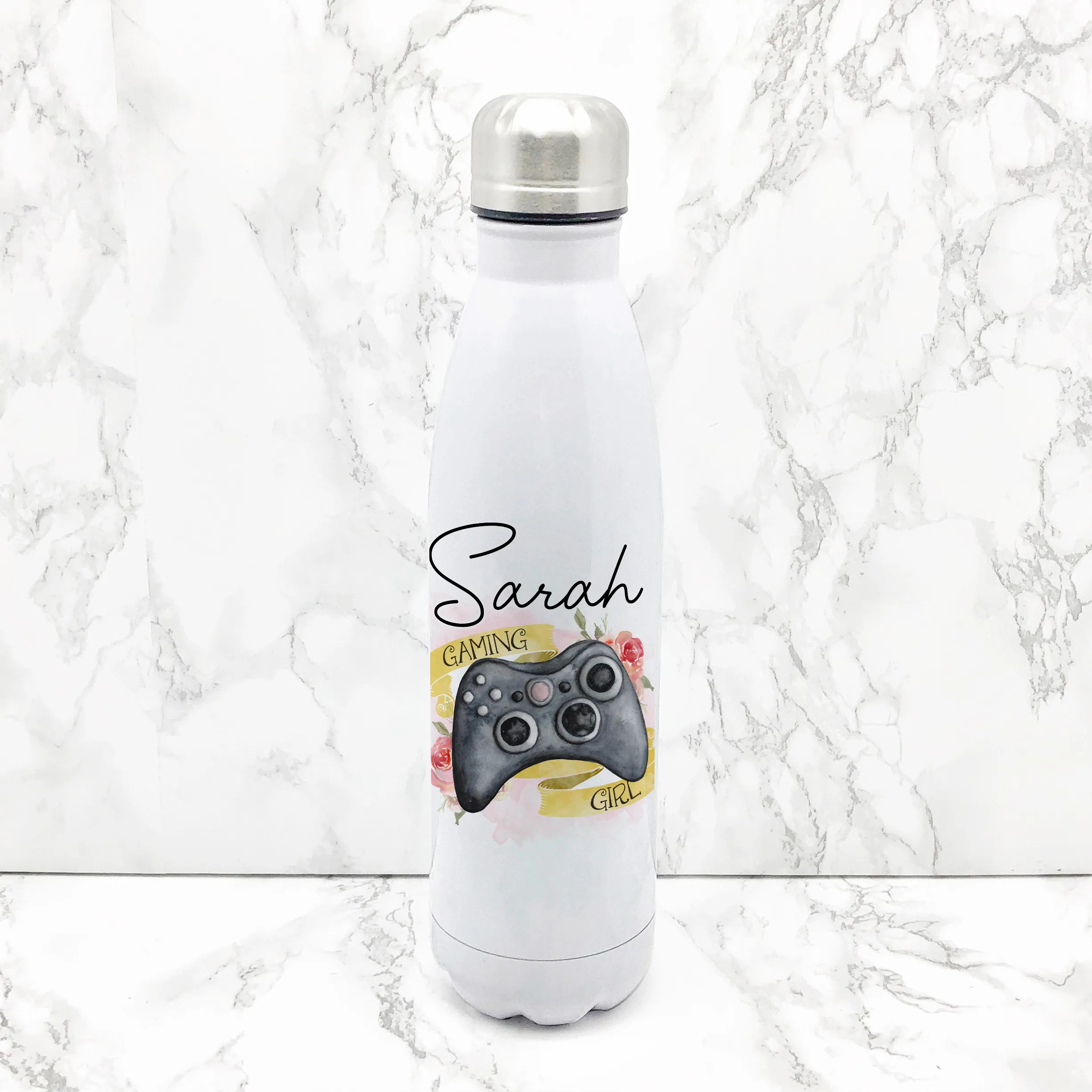 Gaming Girl Personalised Travel Flask Water Bottle 500ml