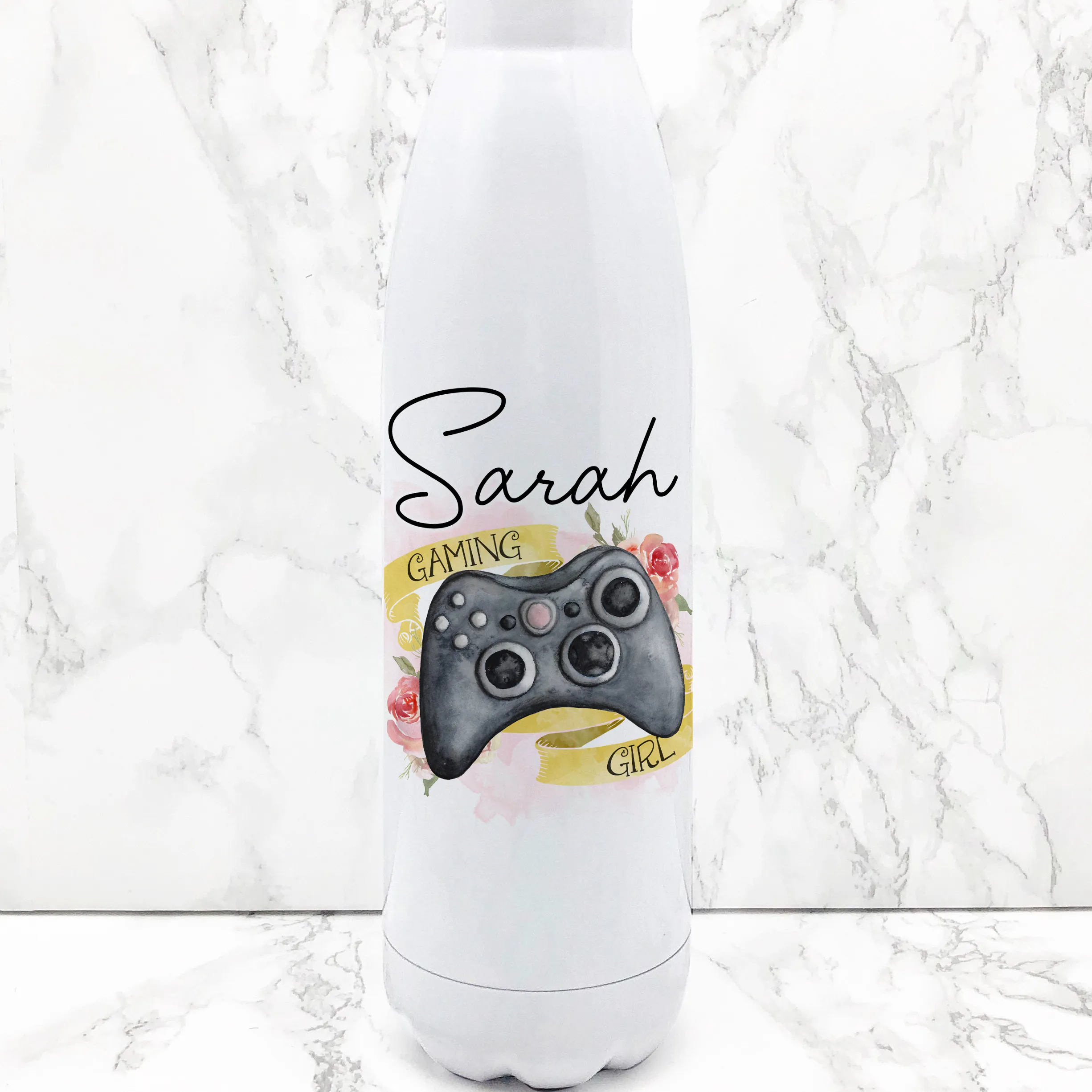 Gaming Girl Personalised Travel Flask Water Bottle 500ml