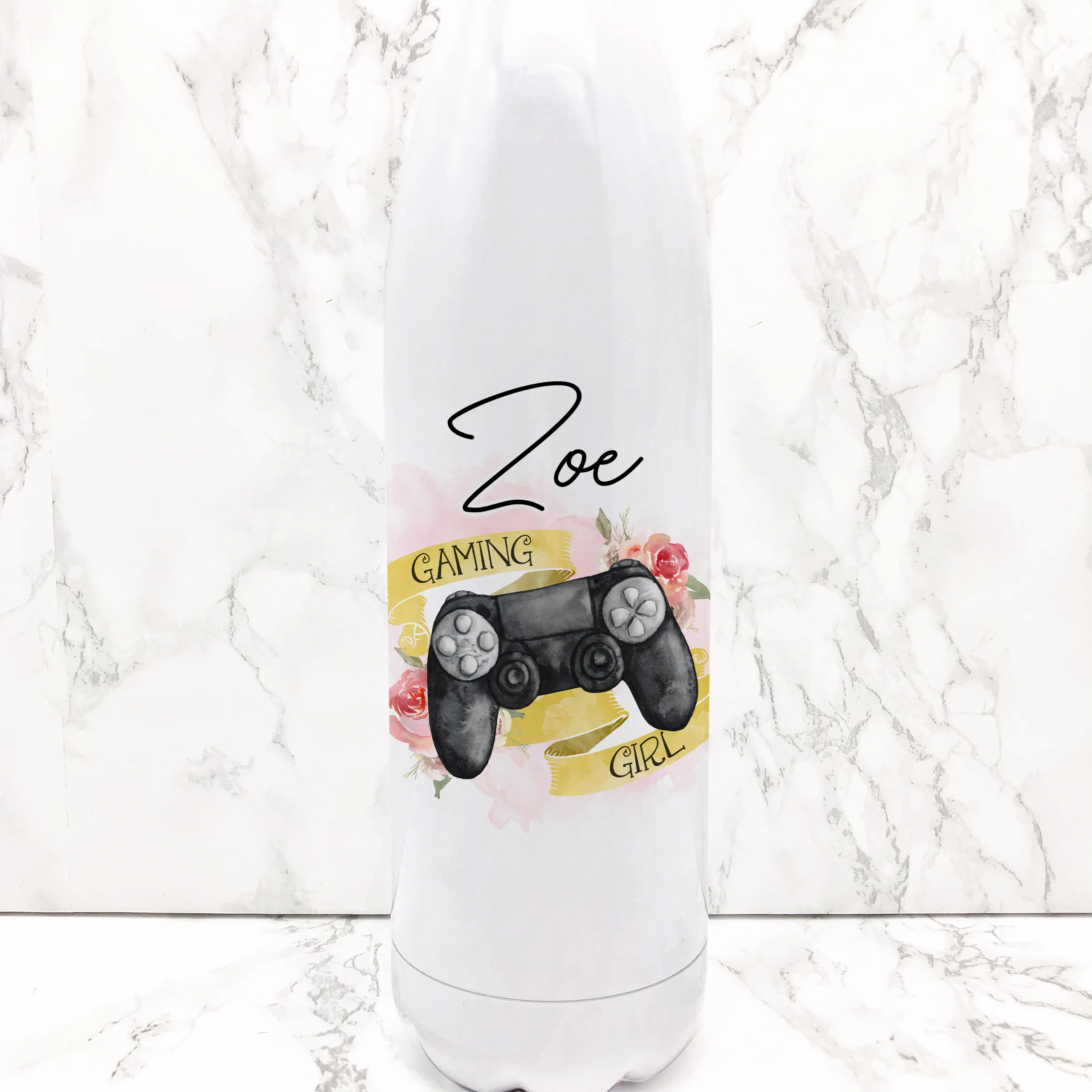 Gaming Girl Personalised Travel Flask Water Bottle 500ml