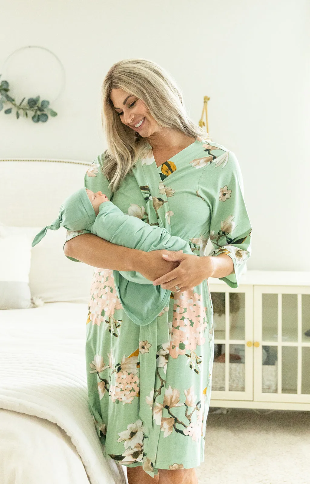 Gia Robe & Sage Green Swaddle & Dad T-Shirt