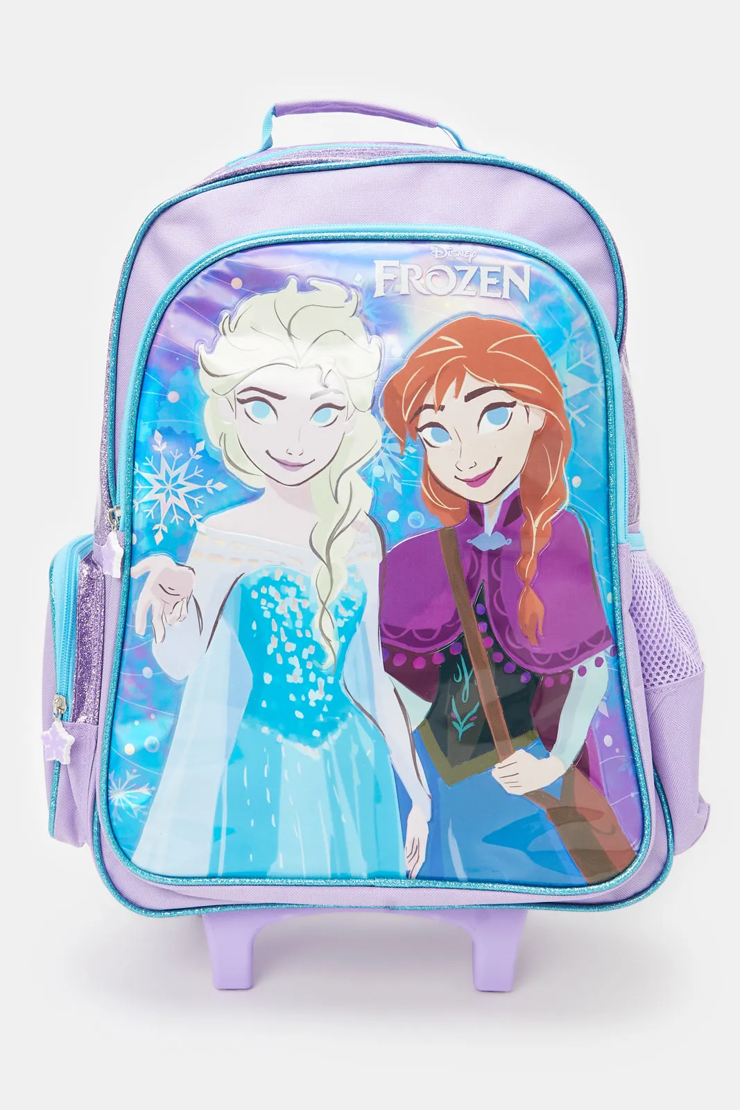 Girls Blue And Purple Frozen Trolley Bag (18 Inch)