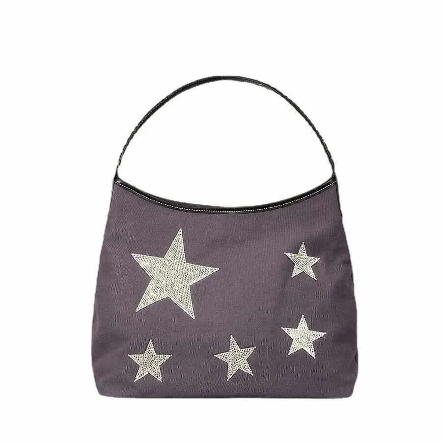 Glow Chic's Retro Five-Pointed Star Rhinestone Tote Bag