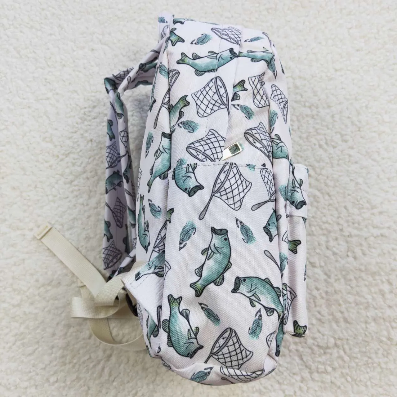 green fishing print backpack bag BA0123