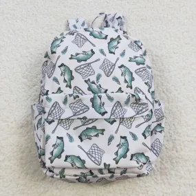 green fishing print backpack bag BA0123