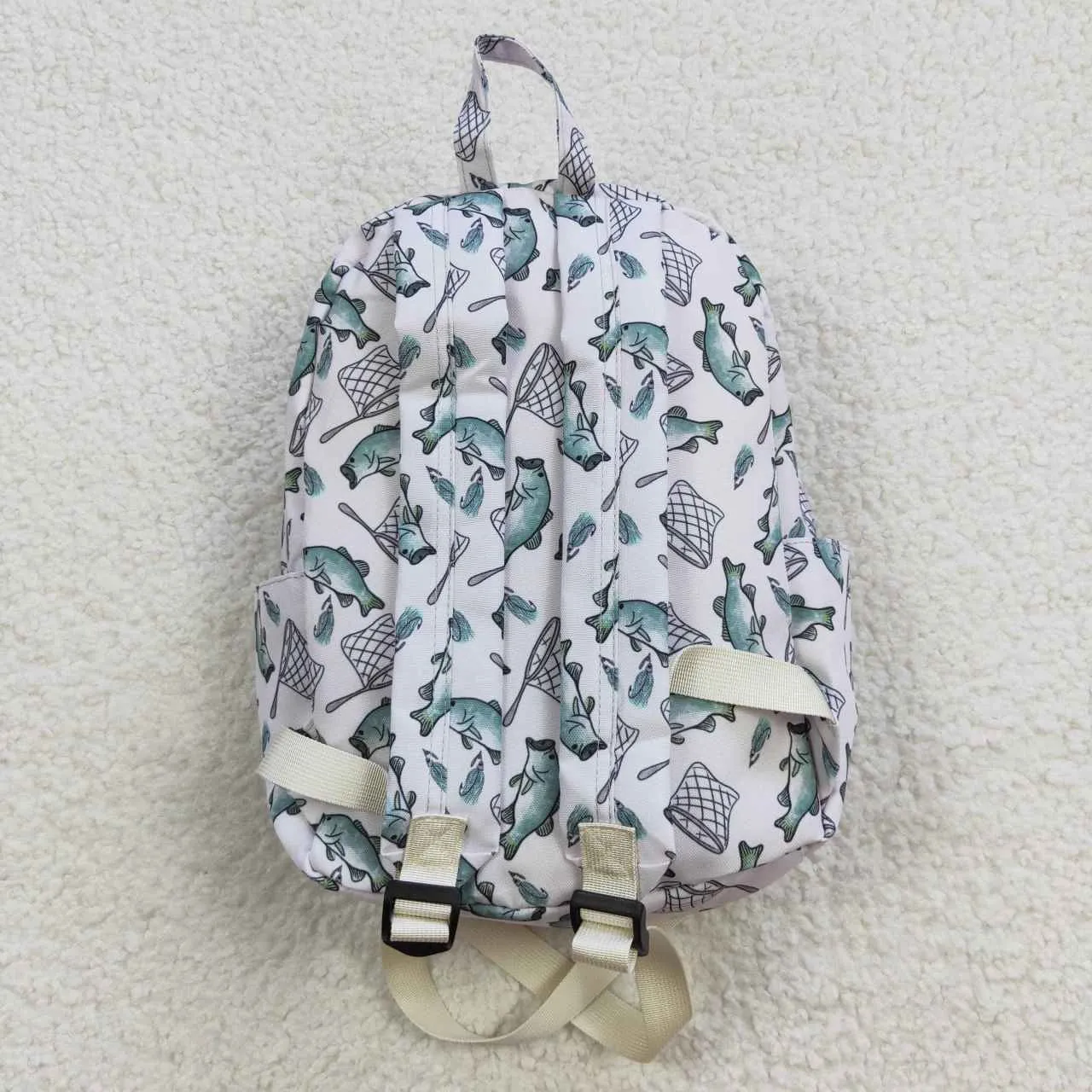 green fishing print backpack bag BA0123