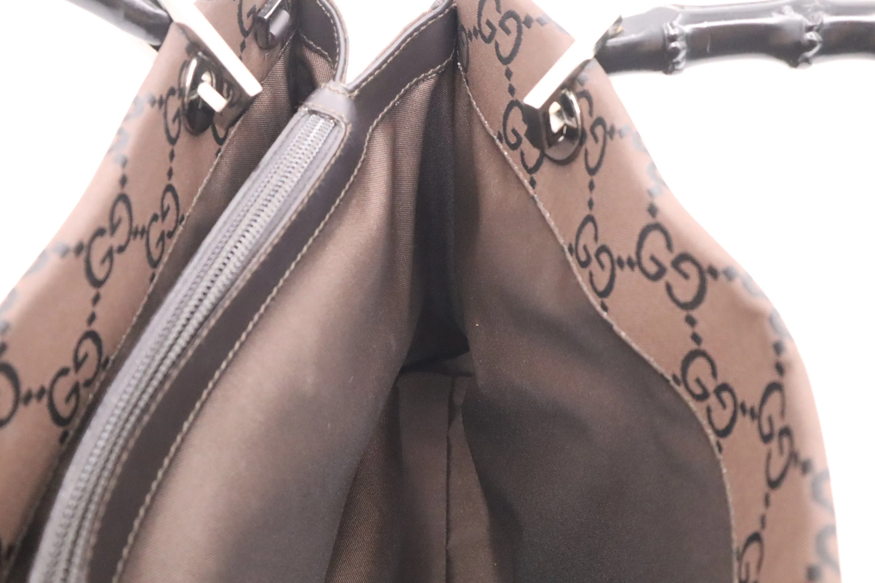 Gucci Bamboo Tote in Brown GG Canvas