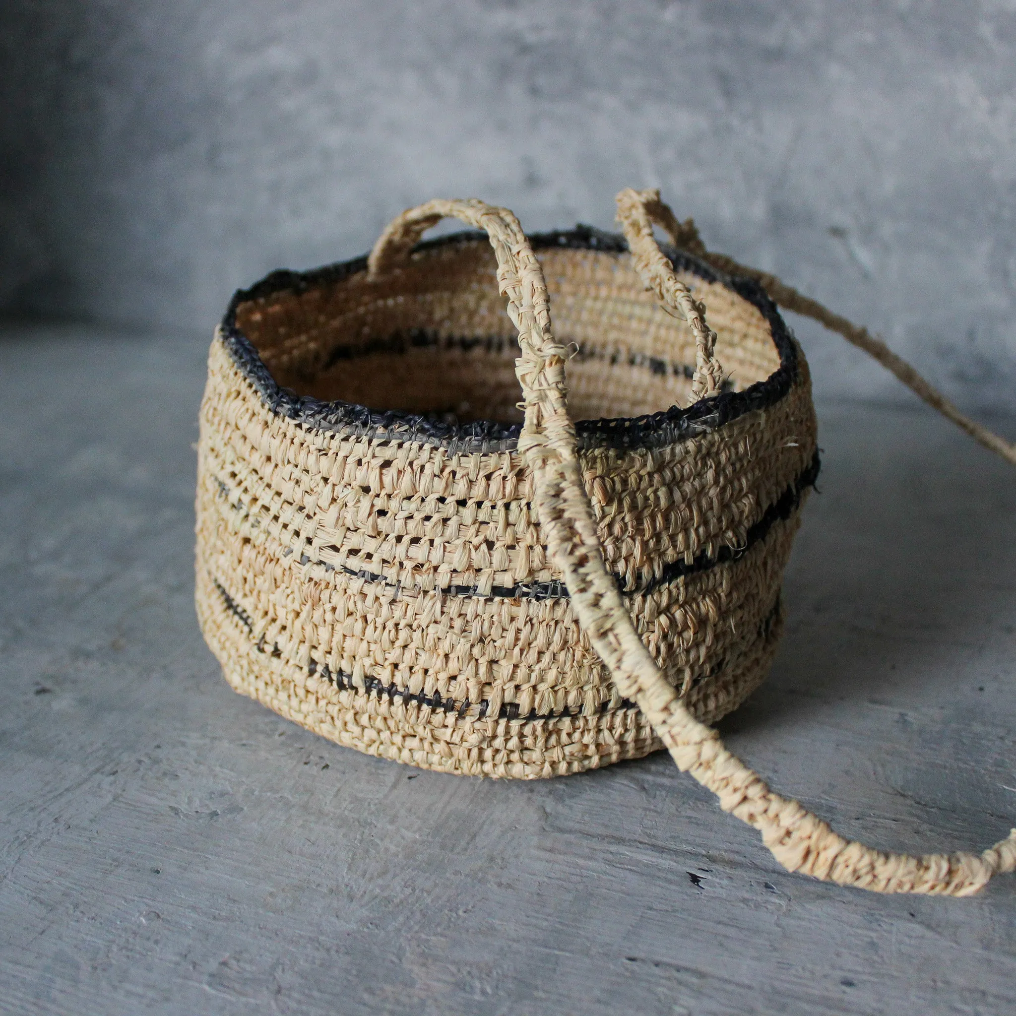 Handwoven Natural raffia Hanging Basket