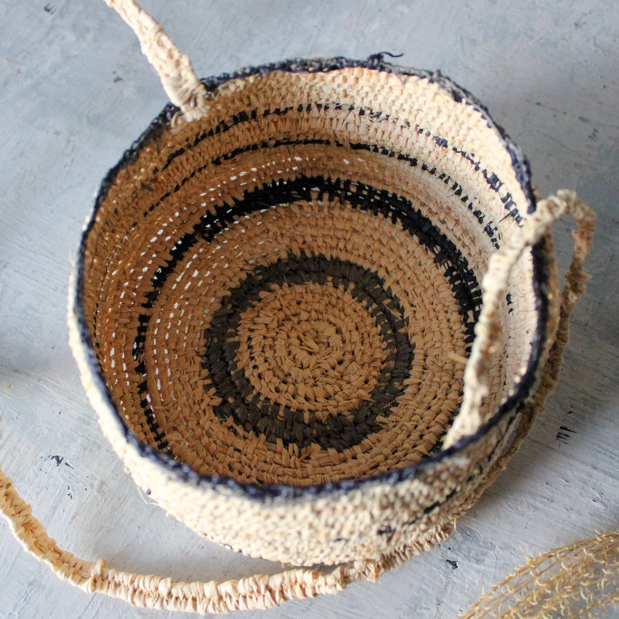 Handwoven Natural raffia Hanging Basket