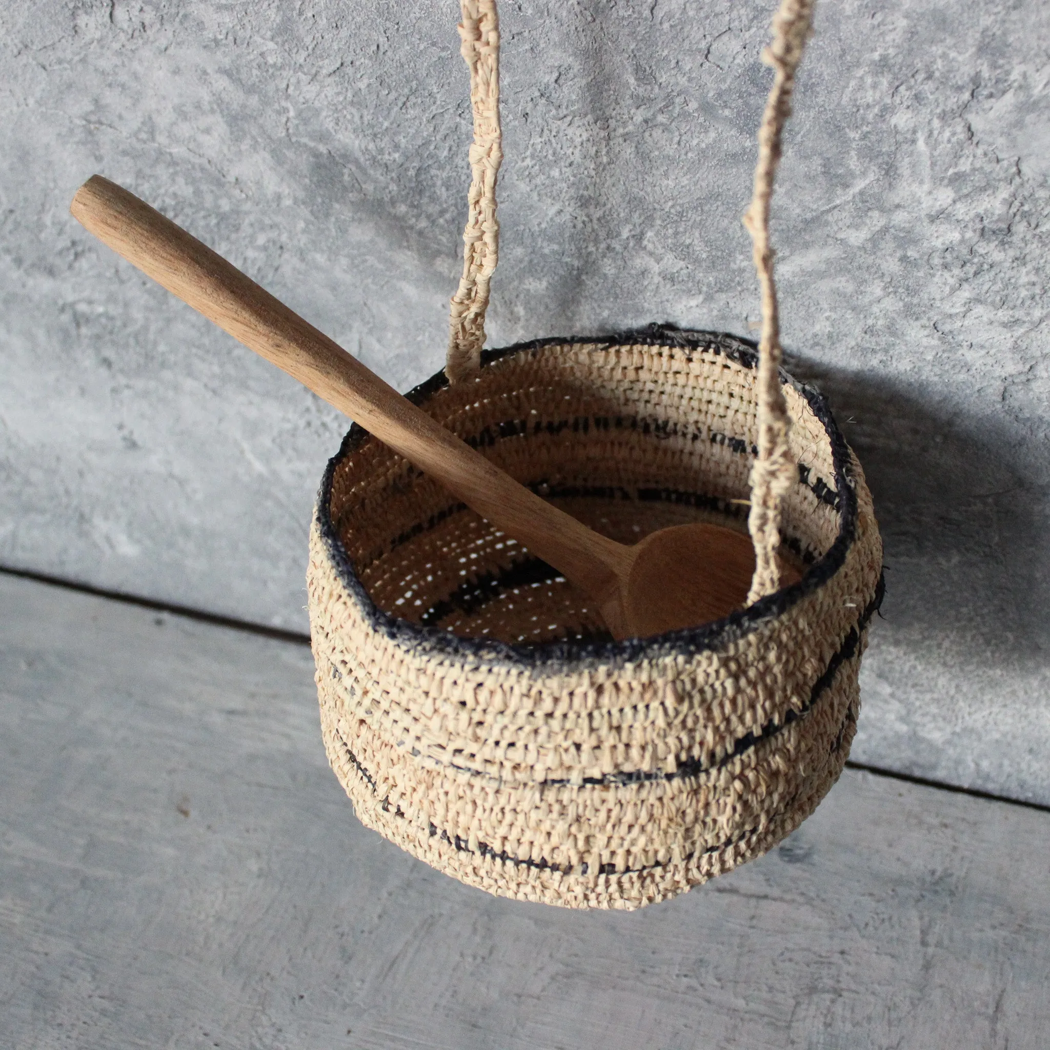 Handwoven Natural raffia Hanging Basket