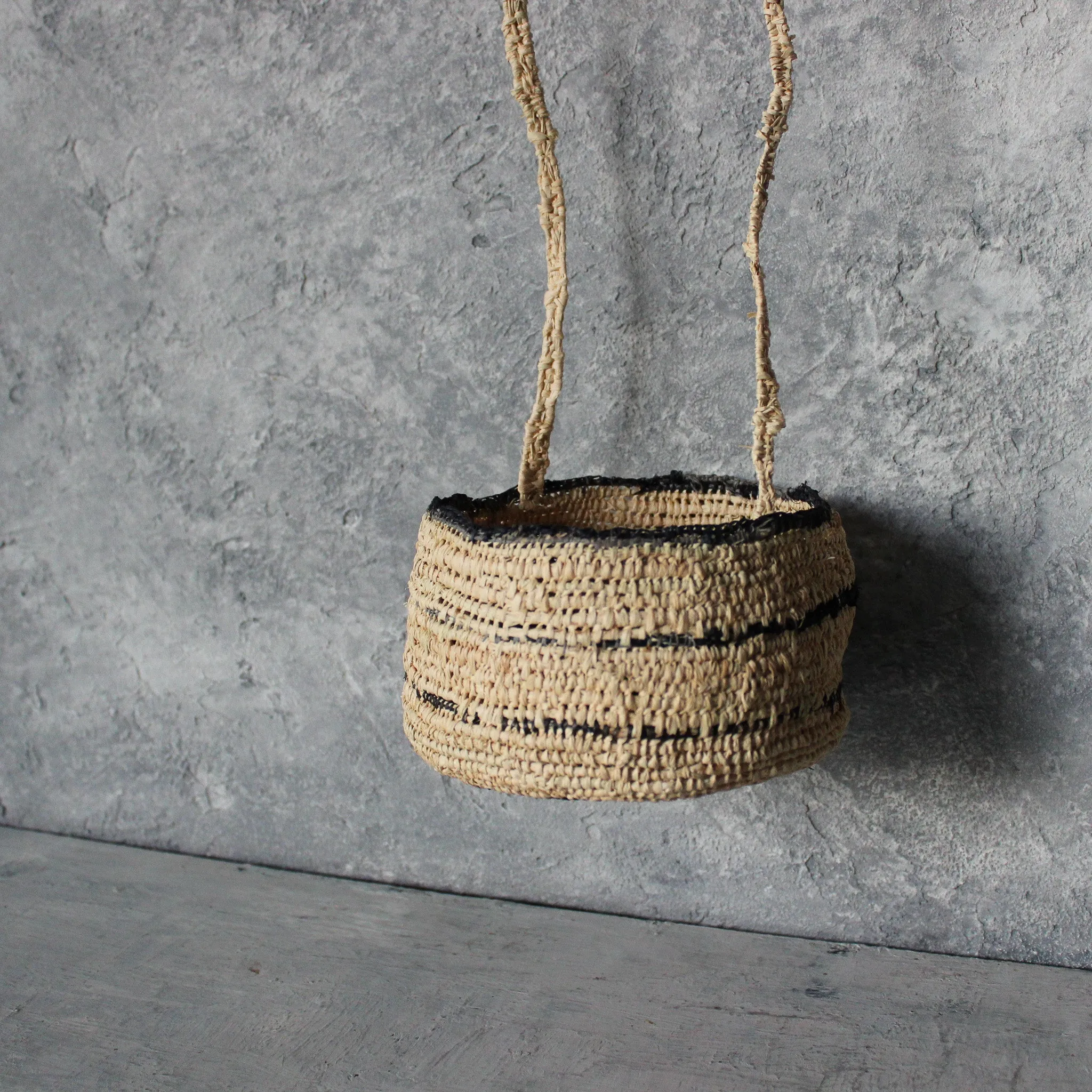 Handwoven Natural raffia Hanging Basket