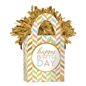 Happy Birthday Pastel Confetti MIni Tote Balloon Weight