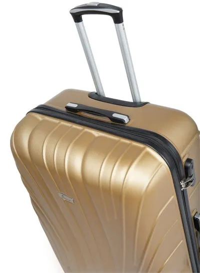 Hard Shell Travel Bags Trolley Luggage Set of 3 Piece Suitcase for Unisex ABS Lightweight with 4 Spinner Wheels KH115 Gold