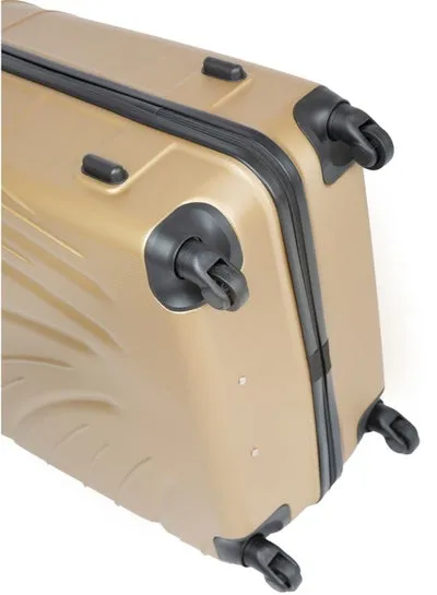 Hard Shell Travel Bags Trolley Luggage Set of 3 Piece Suitcase for Unisex ABS Lightweight with 4 Spinner Wheels KH115 Gold