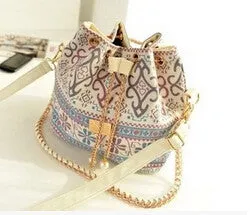 High quality Women bag 2016 New female bag Sweet girl Pearl pendant wear rope chain bag/National wind /Bucket pumping mouth bags