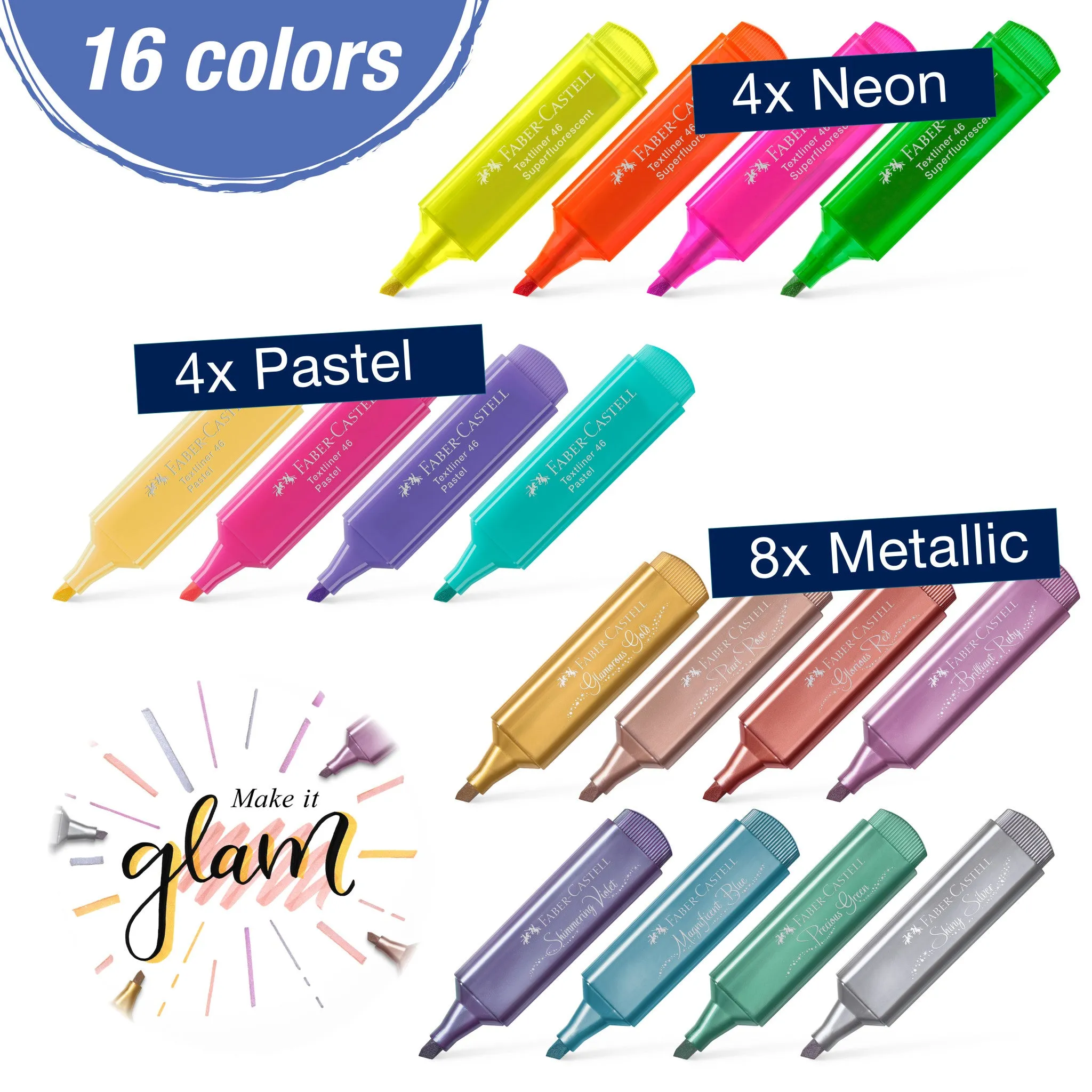 Highlighters, Desk Set of 16 - #254603