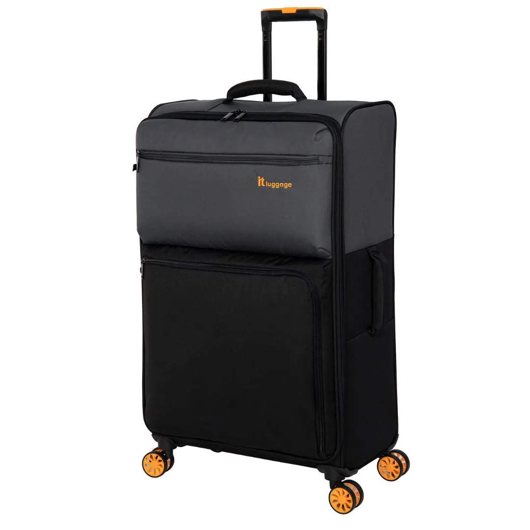 It Luggage Duo-Tone Pewter & Black 8 Wheel Suitcase