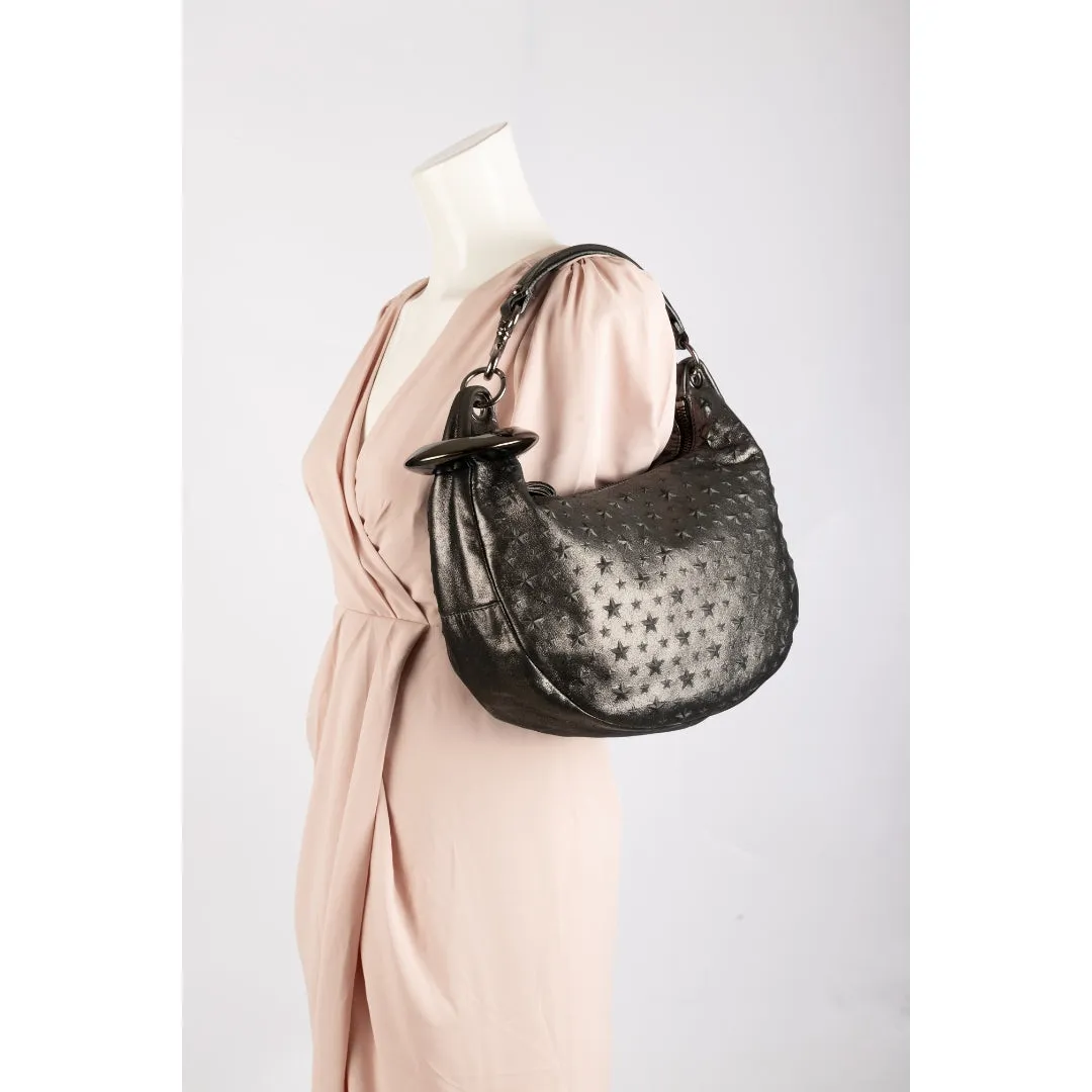 Jimmy Choo Metallic Nappa Leather Star Studded Sky Hobo Bag