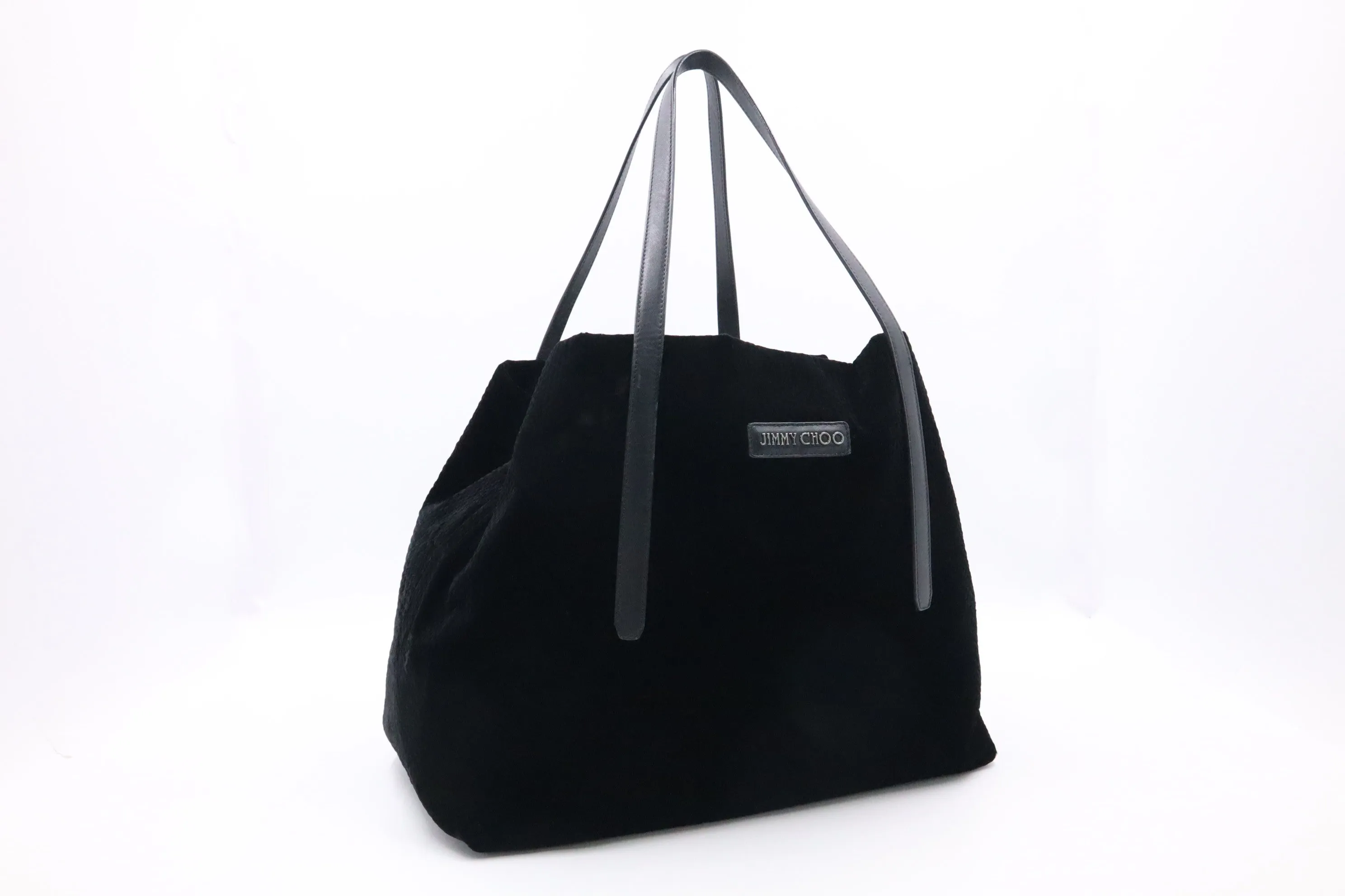 Jimmy Choo Pimlico Tote Bag in Black Velour Leather