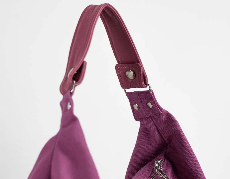 Kallia mini bag - Antique fuchsia canvas and leather