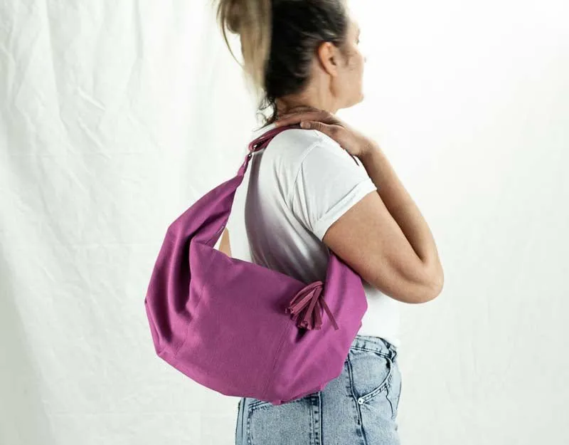 Kallia mini bag - Antique fuchsia canvas and leather