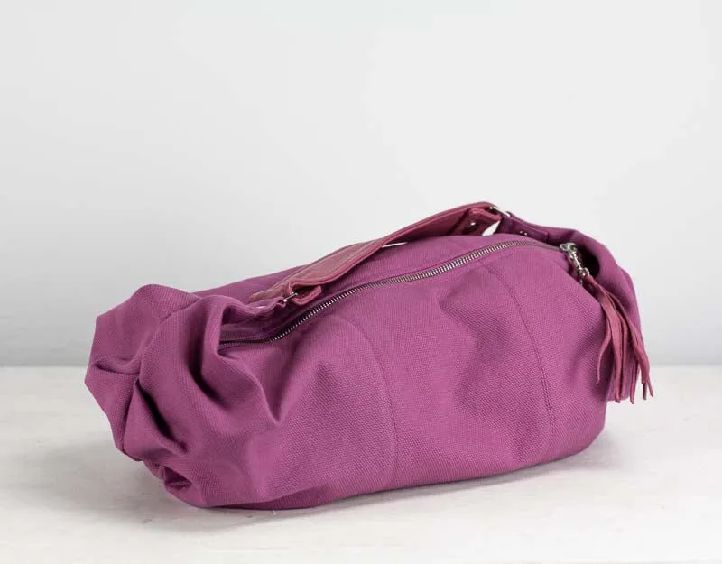 Kallia mini bag - Antique fuchsia canvas and leather